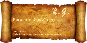 Menczer Györgyi névjegykártya